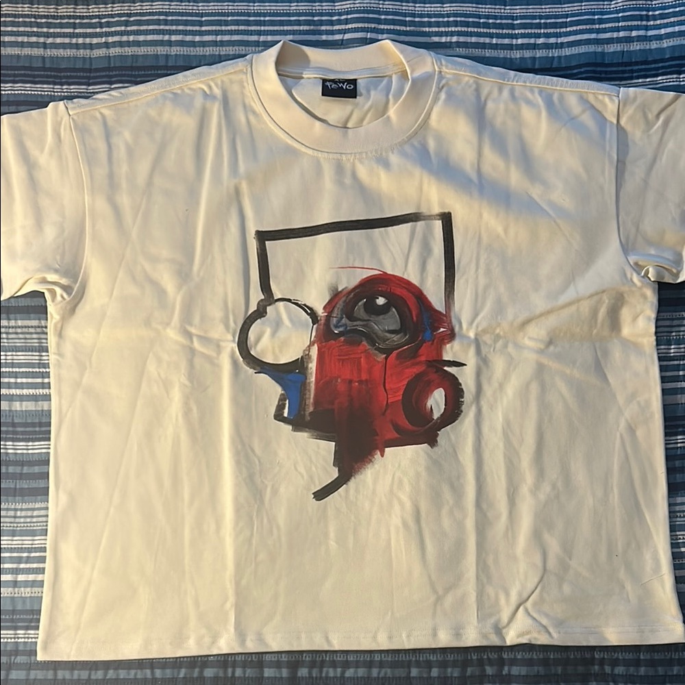 FEWO Tee Yai Cream T-Shirt with Red Graphic